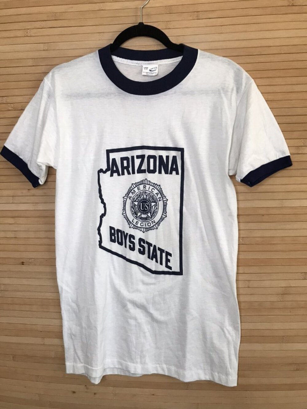 70's Vintage Arizona Boys State T shirt Graphic Super RARE White Ringer Sz L - Picture 2 of 7